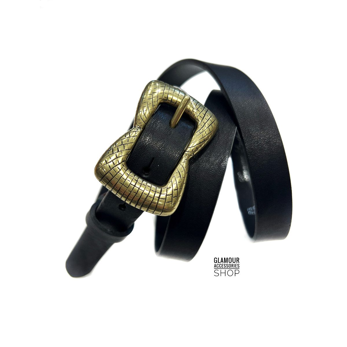 Cintura donna vera pelle vintage fibia rettangolare made in Italy Siria piccola - immagine 3