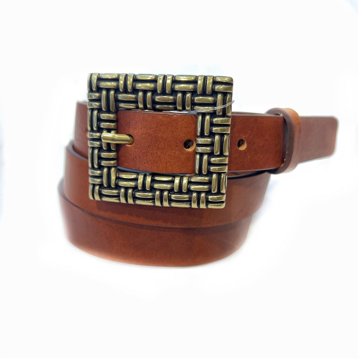 Cintura donna vera pelle vintage fibia rettangolare intreccio made in Italy PARIGI - immagine 3