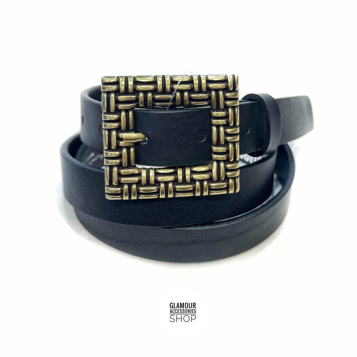 Cintura donna vera pelle vintage fibia rettangolare intreccio made in Italy PARIGI - immagine 4