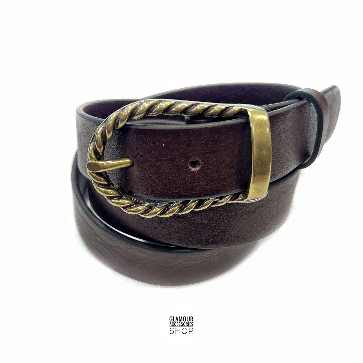 Cintura donna vera pelle vintage fibia ovale intreccio made in Italy MADRID - immagine 3