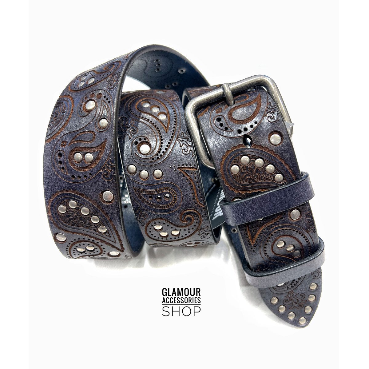 Cintura uomo donna vera pelle vintage laserata borchiata Viareggio MADE IN ITALY - immagine 14