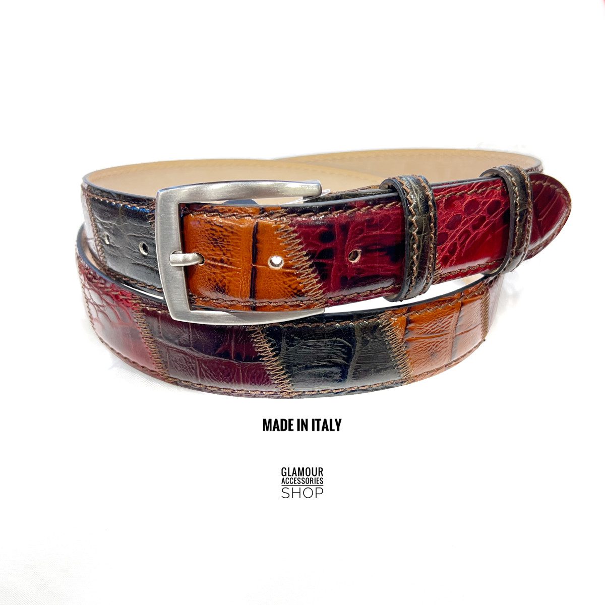 Cintura uomo donna vera pelle pachwork multicolor MADE IN ITALY Wilsones - immagine 6