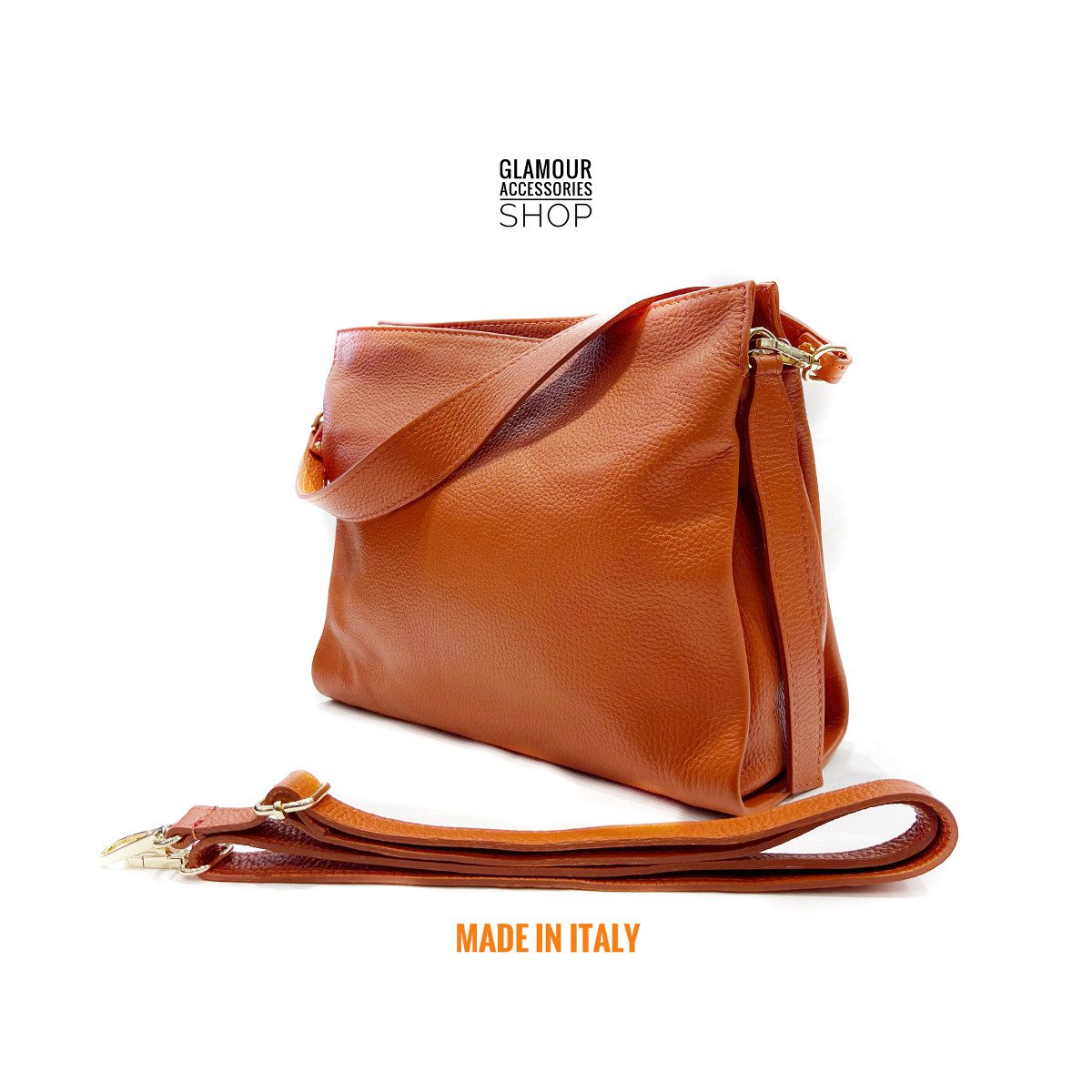 Borsa donna a spalla un manico vera pelle tracolla lunga regolabile MADE IN ITALY OLENA - immagine 15