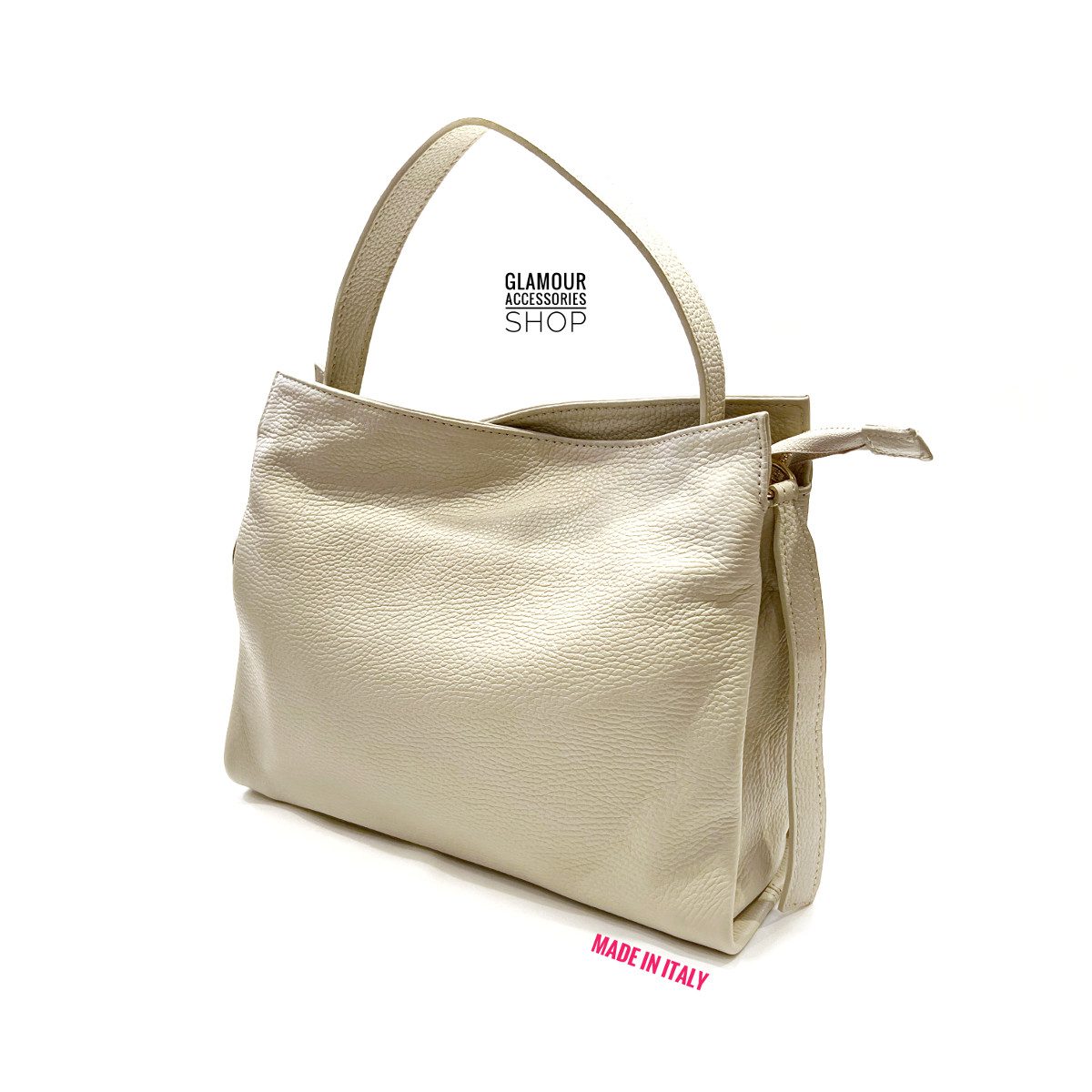 Borsa donna a spalla un manico vera pelle tracolla lunga regolabile MADE IN ITALY OLENA - immagine 9
