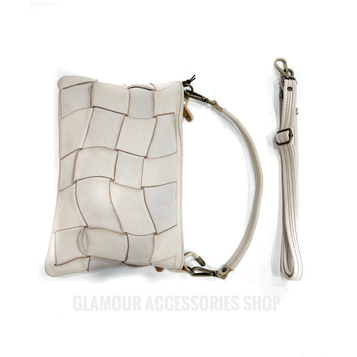 Borsa pouchette donna vera pelle intreccio largo 3  MADE IN ITALY Wind - immagine 6