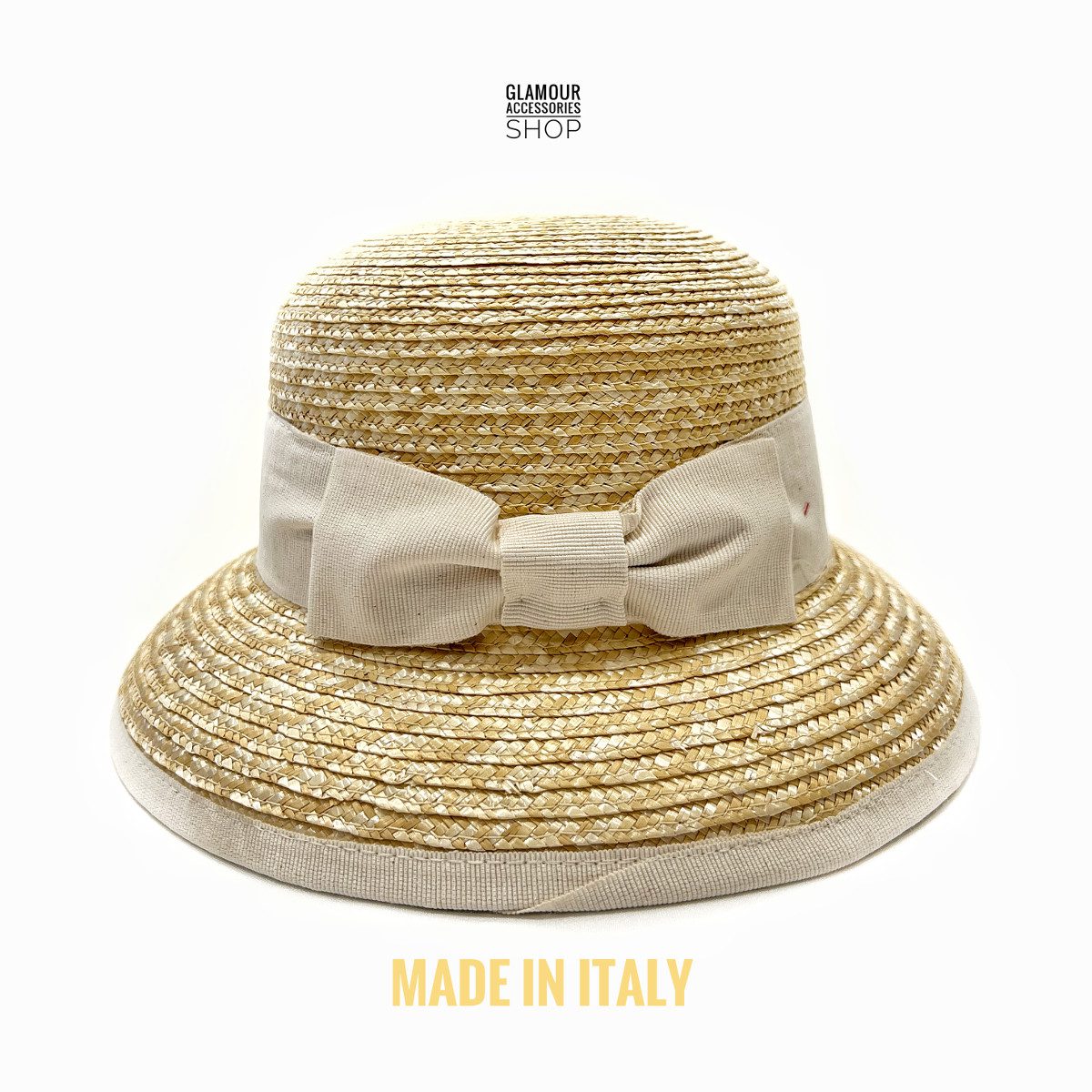 Cappello cloche estivo circolare paglia donna maglina cucita MADE IN ITALY Clotilde - immagine 6