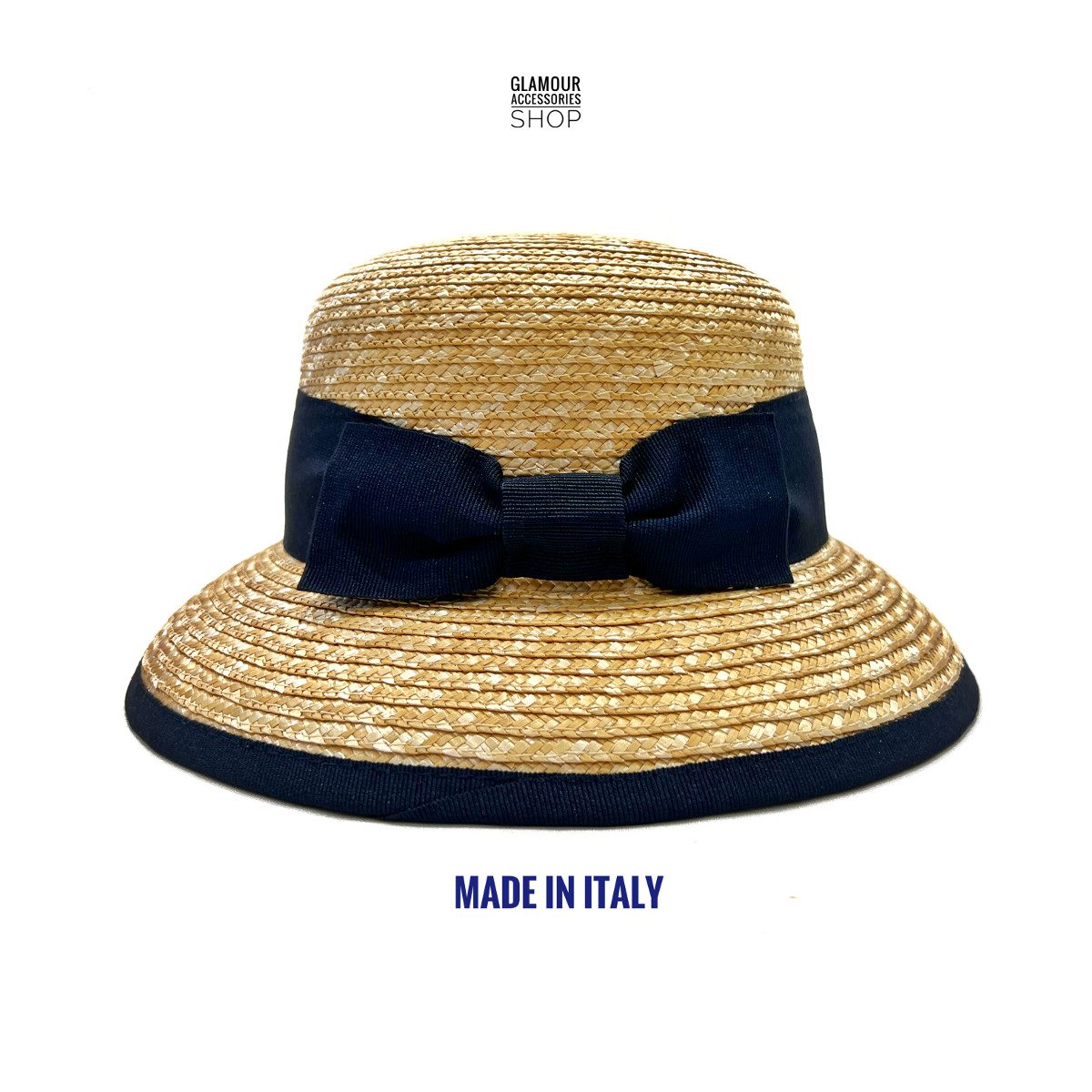 Cappello cloche estivo circolare paglia donna maglina cucita MADE IN ITALY Clotilde