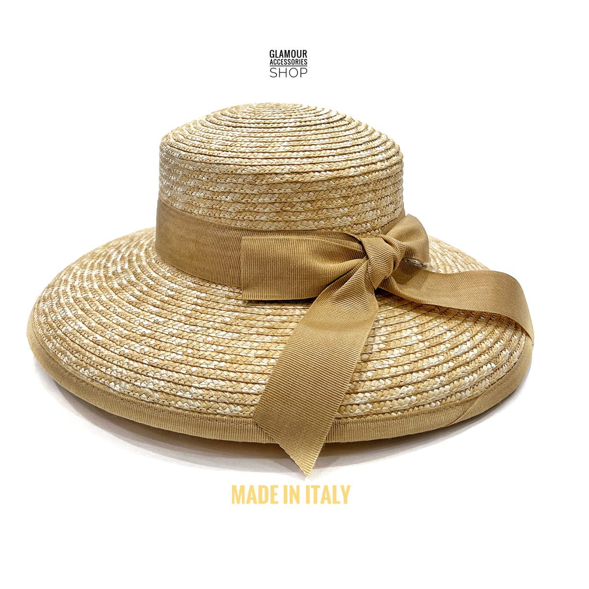Cappello estivo largo circolare paglia donna maglina cucita MADE IN ITALY SOFIA - immagine 6