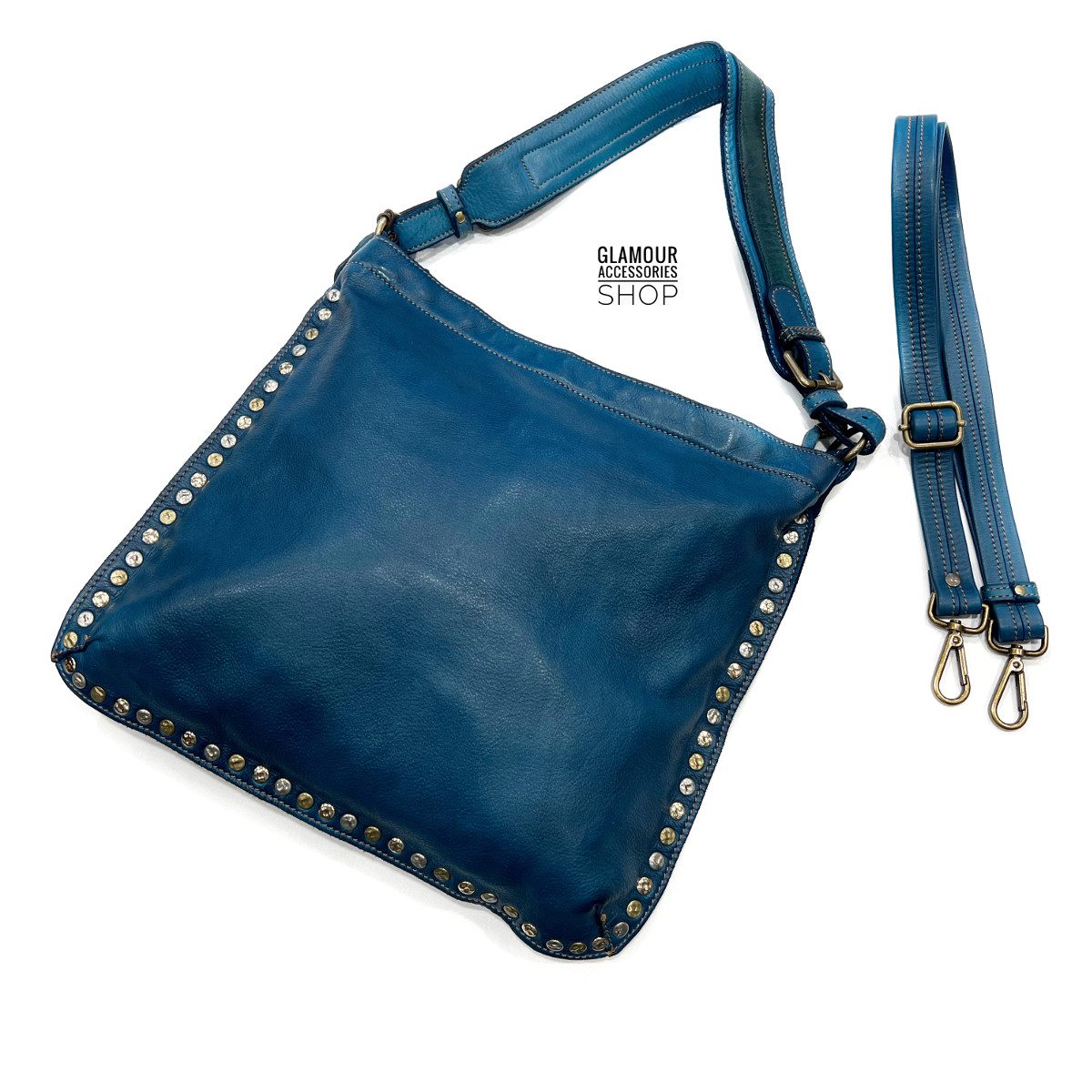 BORSA donna a spalla MADE IN ITALY vera pelle borchiata Lia - immagine 4