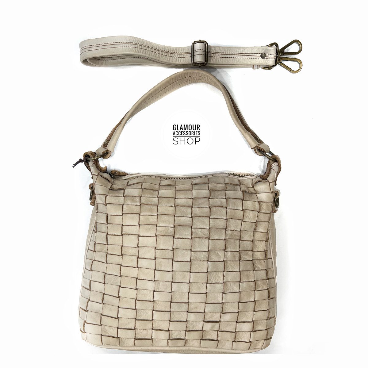 BORSA sacca donna vera pelle intreccio largo MADE IN ITALY Camilla mini - immagine 8