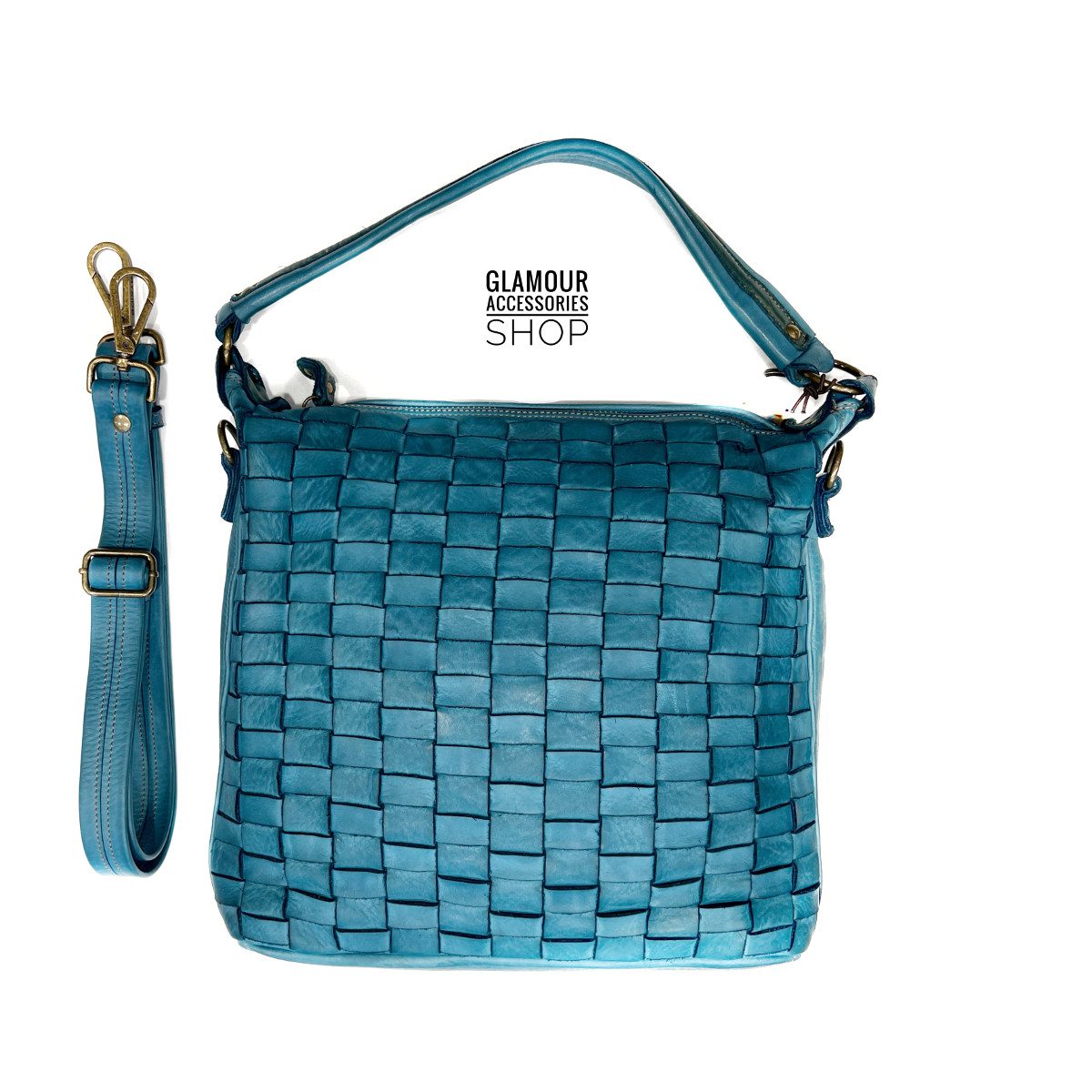BORSA sacca donna vera pelle intreccio largo MADE IN ITALY Camilla mini - immagine 10