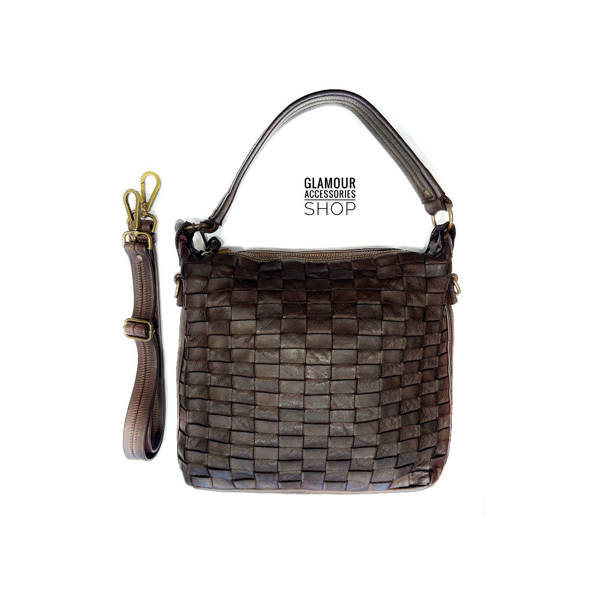 BORSA sacca donna vera pelle intreccio largo MADE IN ITALY Camilla mini - immagine 9