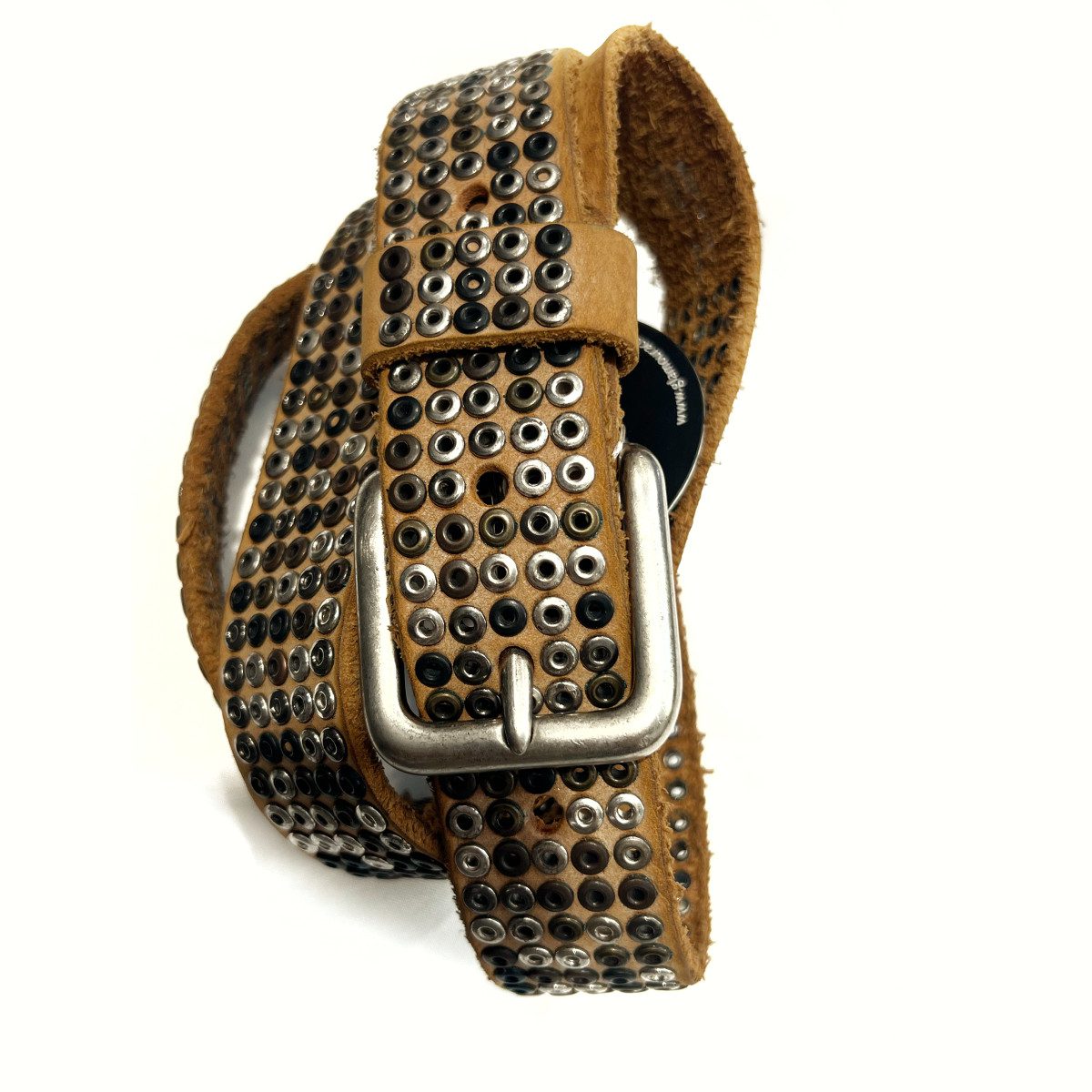 Cintura uomo donna vera pelle borchie forate MADE IN ITALY Spello - immagine 10