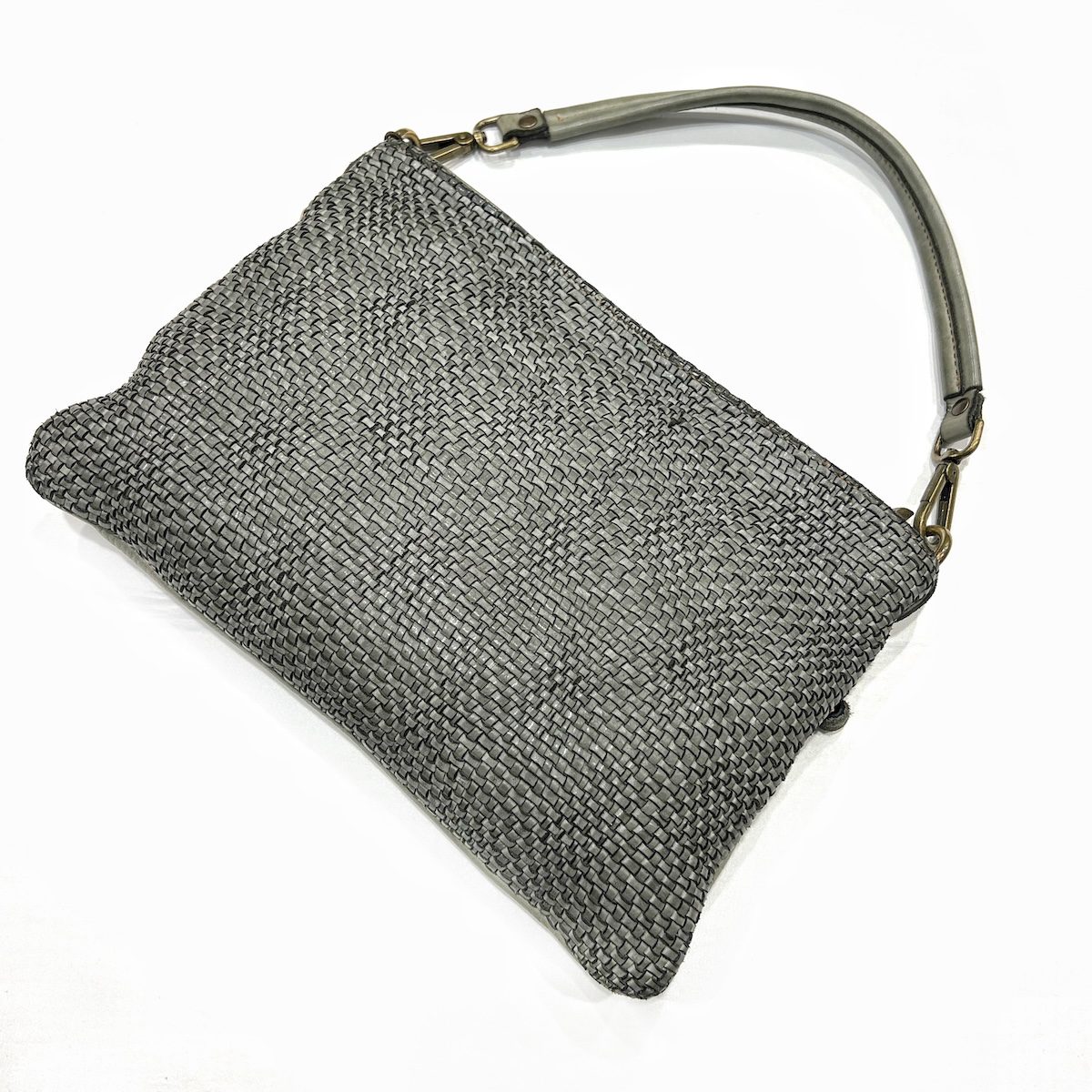 Borsa pouchette donna vera pelle intreccio stretto MADE IN ITALY LUCHY - immagine 9