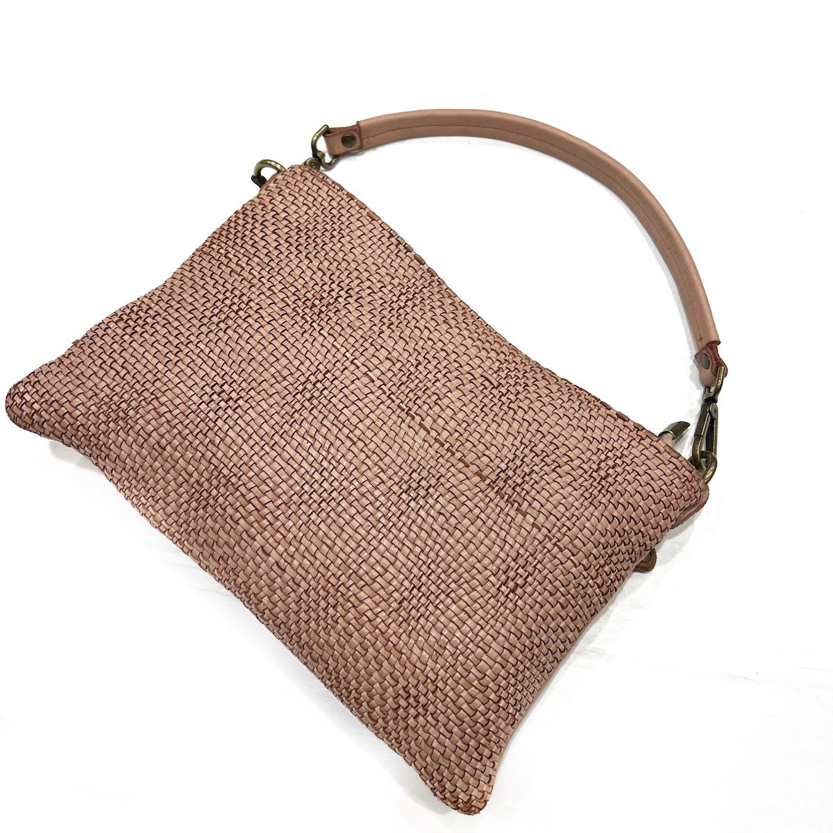 Borsa pouchette donna vera pelle intreccio stretto MADE IN ITALY LUCHY - immagine 7