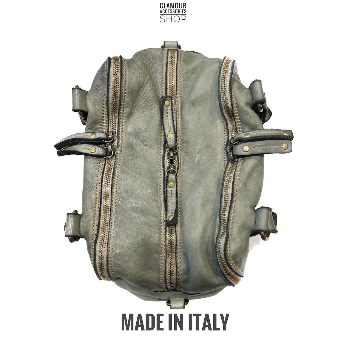 Borsa bauletto donna in vera pelle color GRIGIO Made in Italy