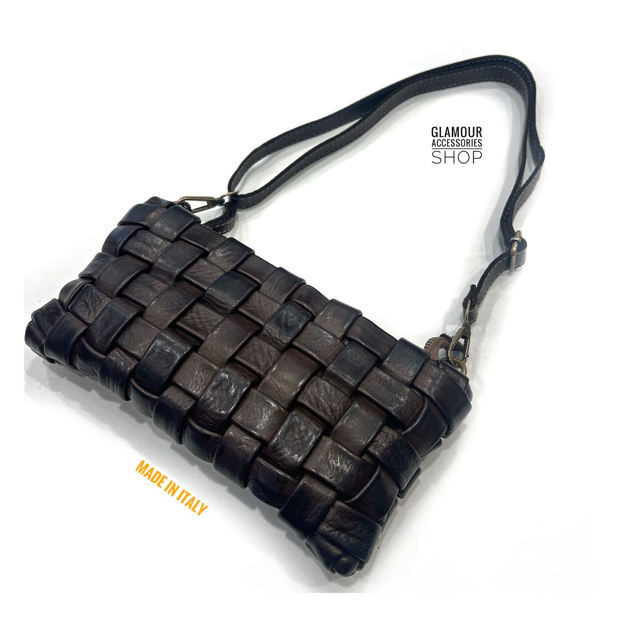 Borsa pouchette donna vera pelle ineccio doppiato largo MADE IN ITALY Madison - immagine 11