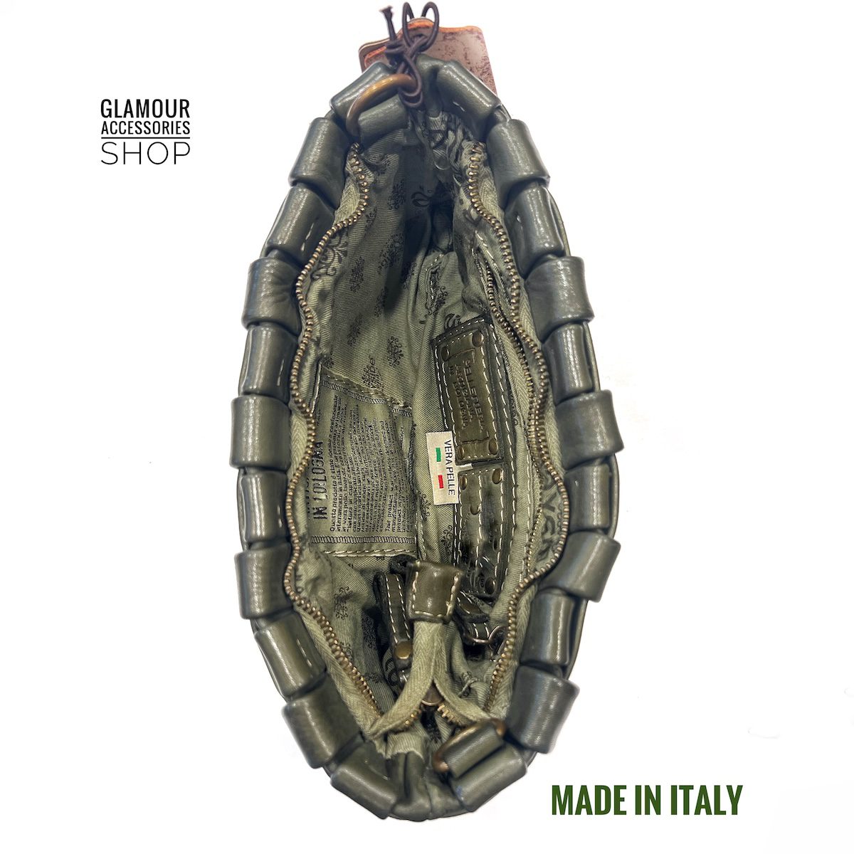 Borsa pouchette donna vera pelle ineccio doppiato largo MADE IN ITALY Madison - immagine 6