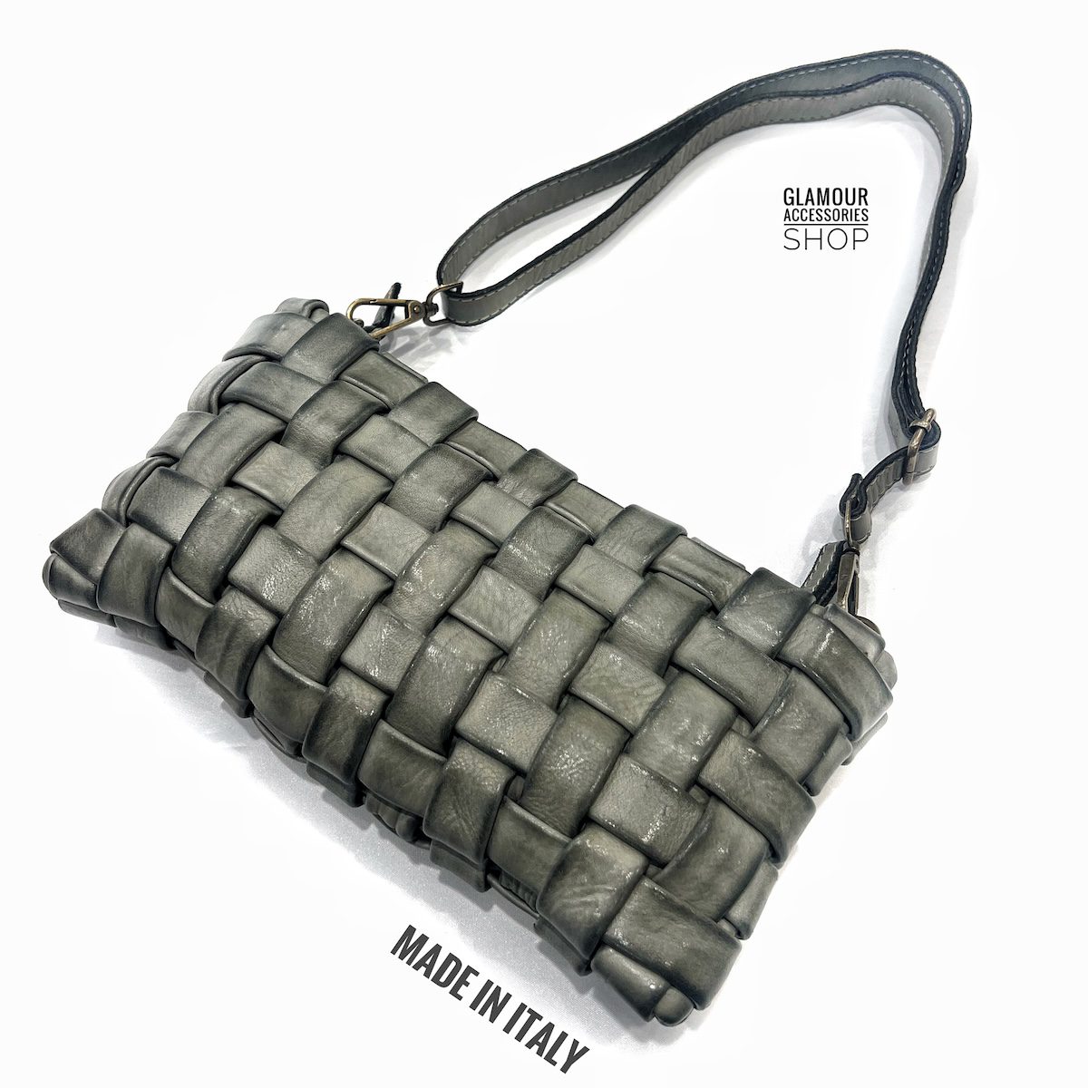 Borsa pouchette donna vera pelle ineccio doppiato largo MADE IN ITALY Madison - immagine 9