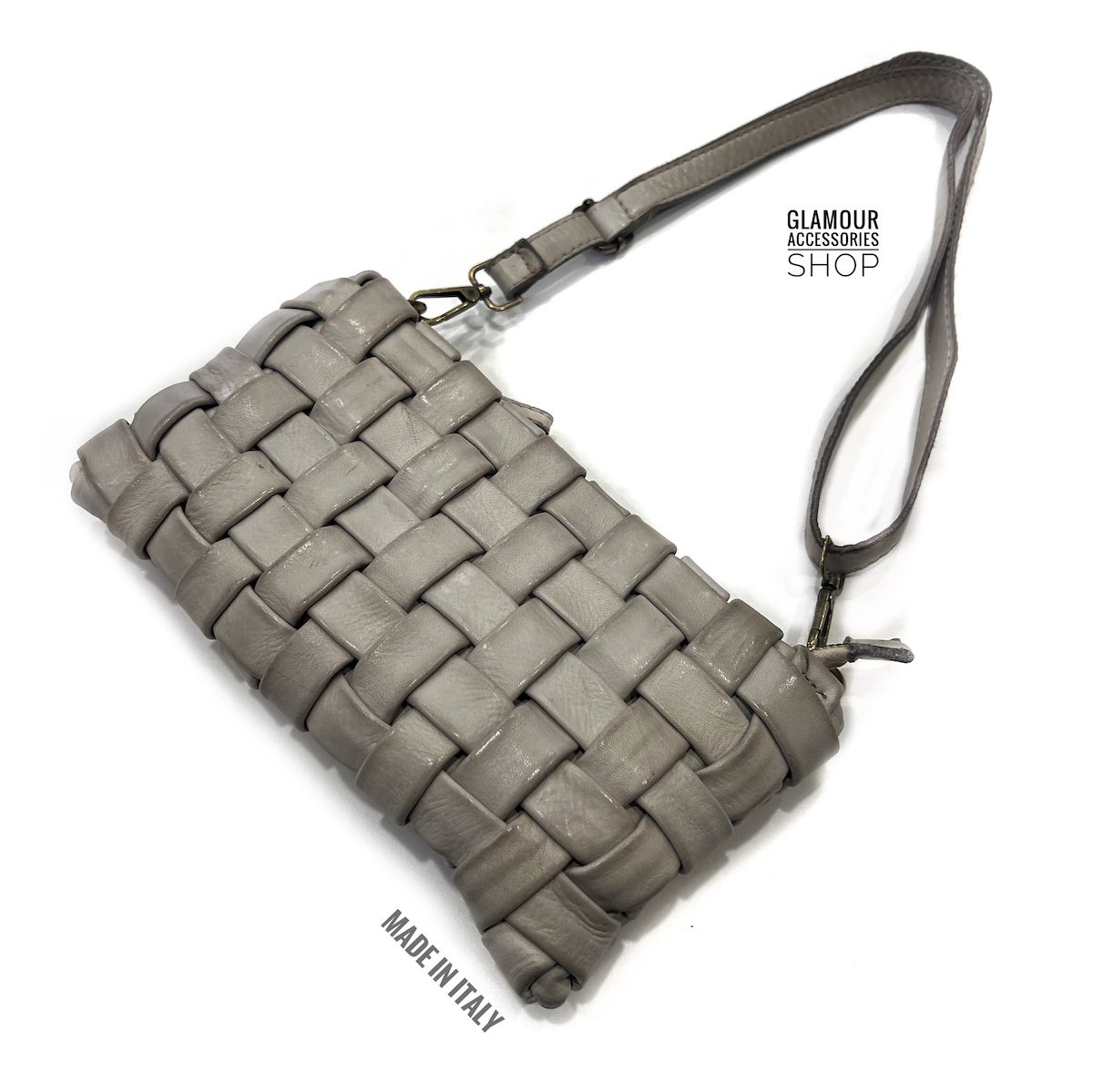 Borsa pouchette donna vera pelle ineccio doppiato largo MADE IN ITALY Madison - immagine 8