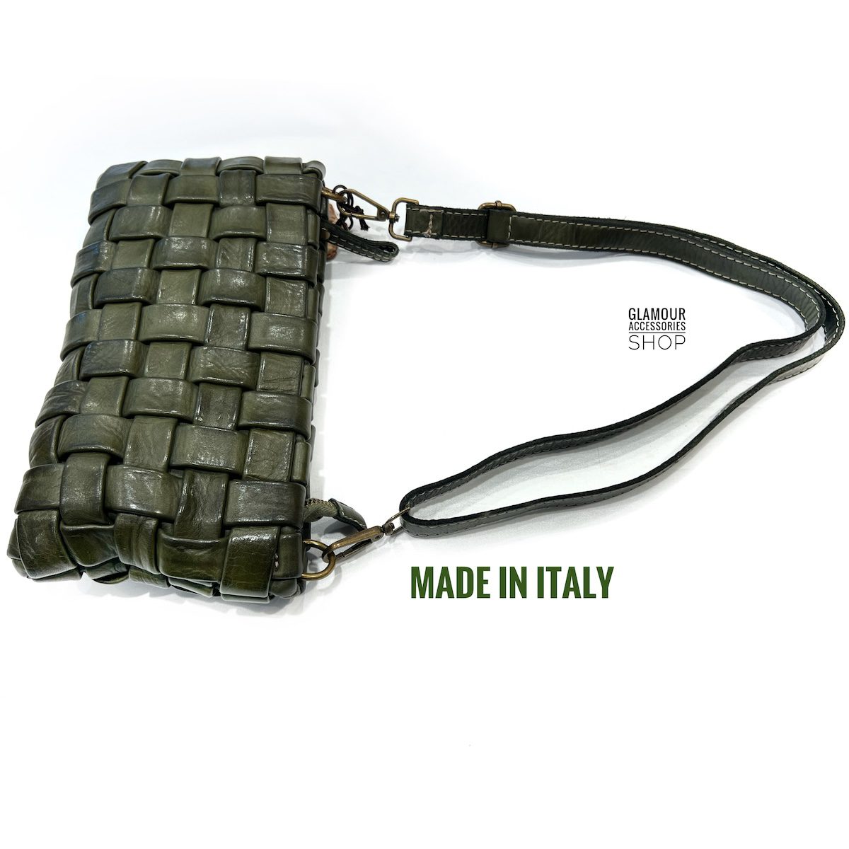 Borsa pouchette donna vera pelle ineccio doppiato largo MADE IN ITALY Madison - immagine 5