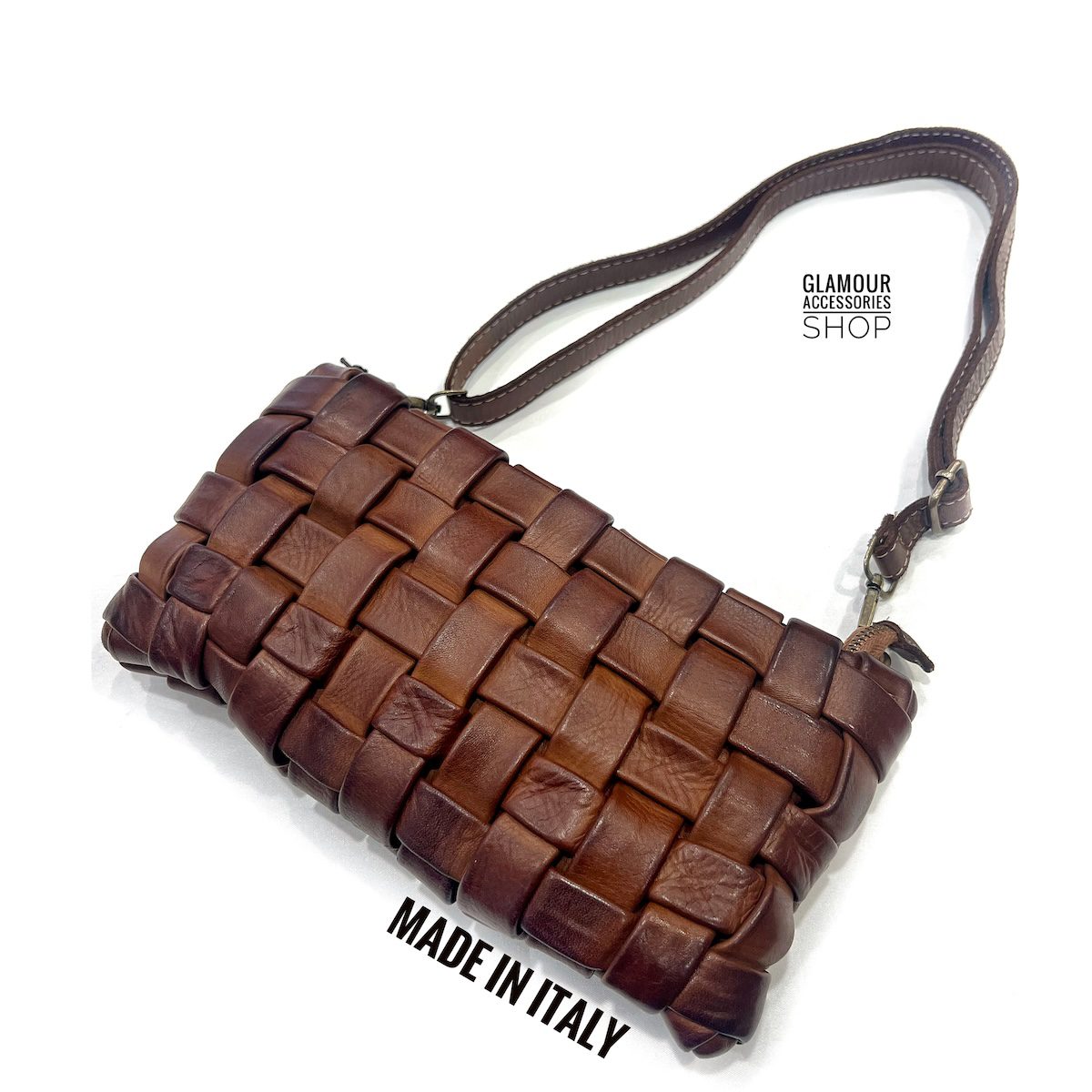 Borsa pouchette donna vera pelle ineccio doppiato largo MADE IN ITALY Madison - immagine 7