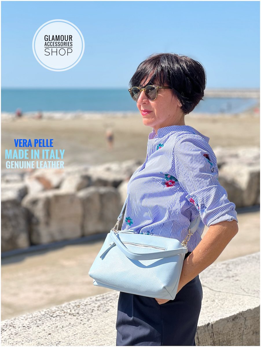 Borsa donna in pelle con doppia tracolla e zip Made in Italy – Yoko - immagine 28