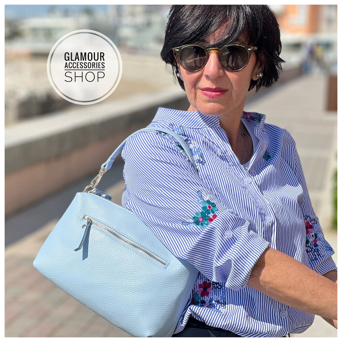 Borsa donna in pelle con doppia tracolla e zip Made in Italy – Yoko - immagine 29