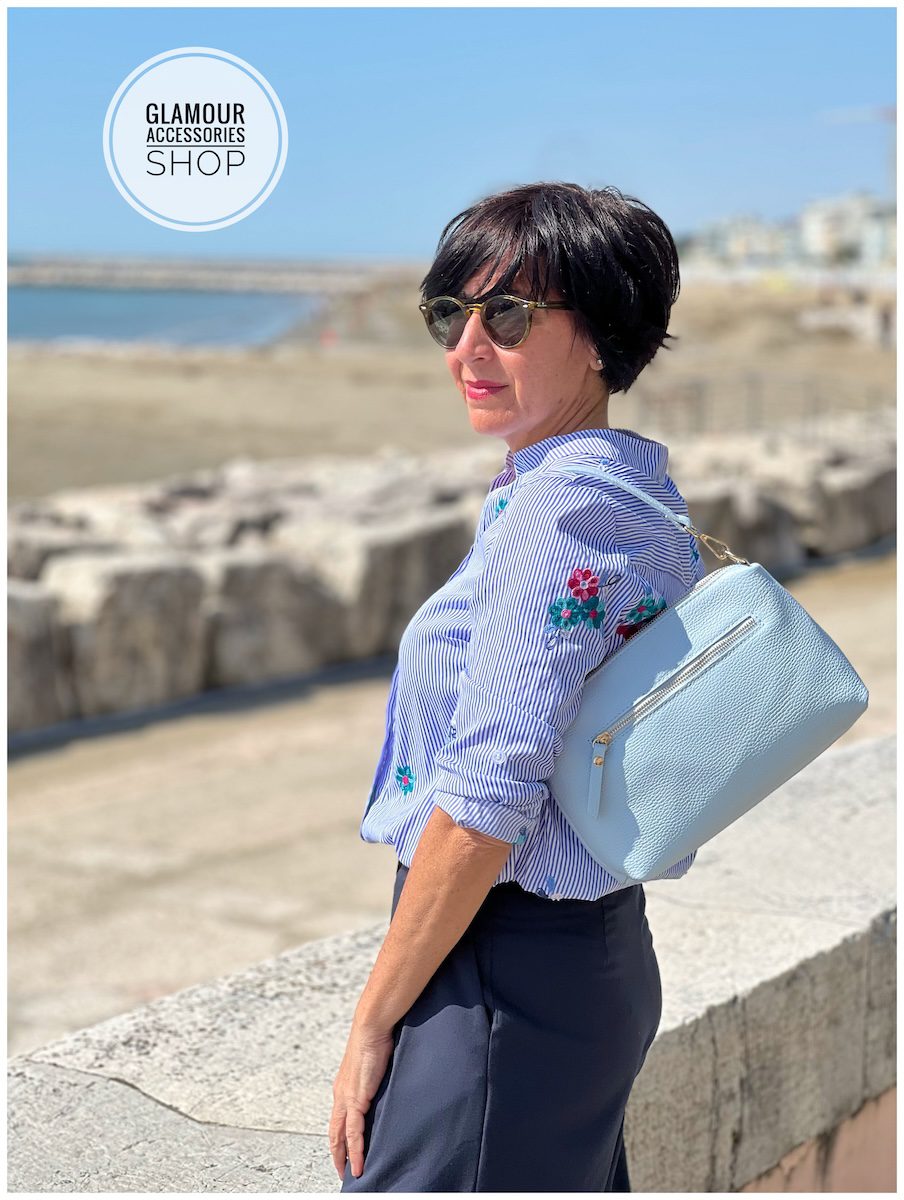 Borsa donna in pelle con doppia tracolla e zip Made in Italy – Yoko - immagine 30