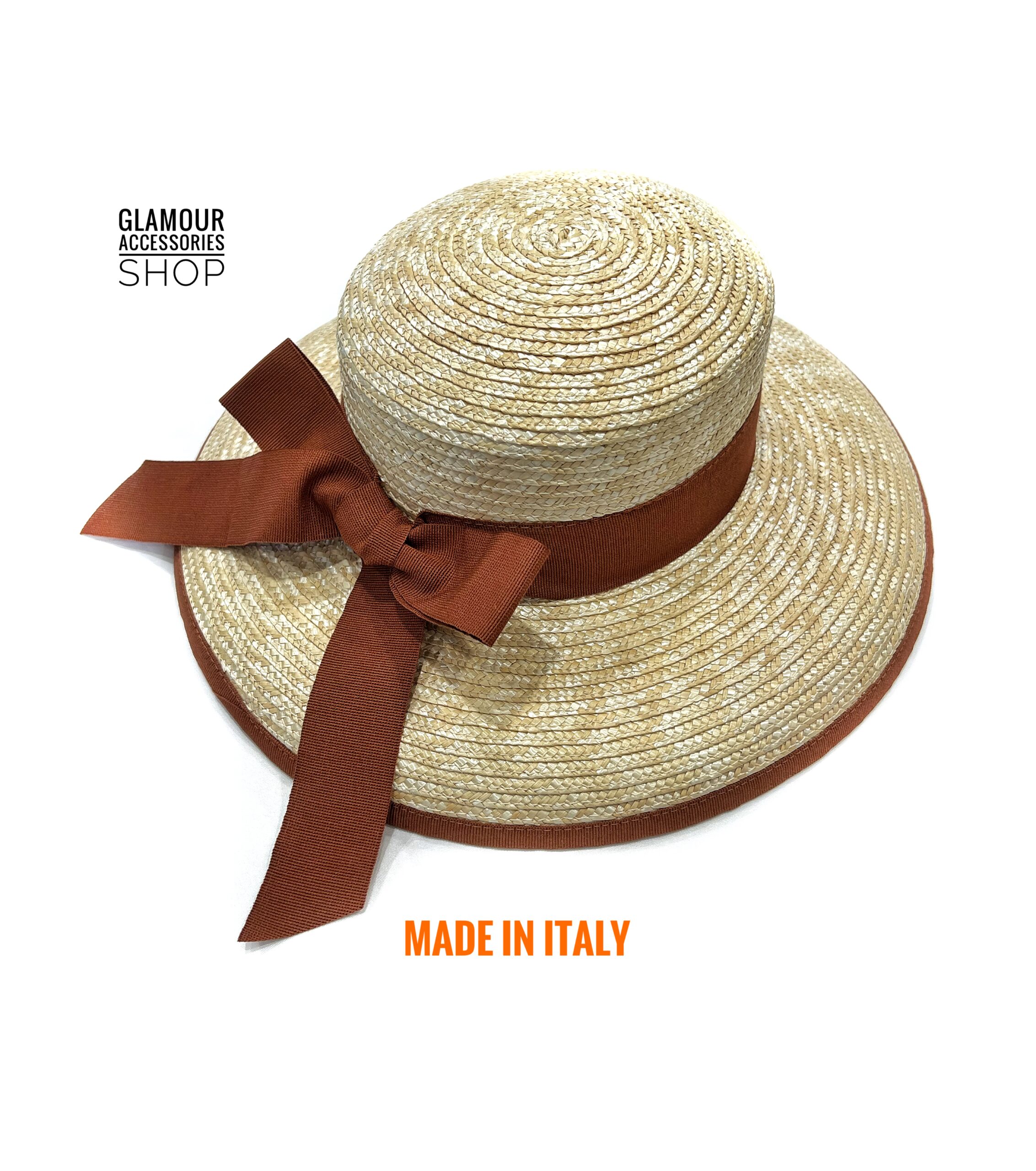 Cappello estivo largo circolare paglia donna maglina cucita MADE IN ITALY SOFIA - immagine 10