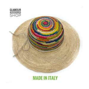 cappello multicolor estivo donna in raffia largo circolare maglina cucita MADE IN ITALY Nina 1 cappello multicolor estivo donna in raffia largo circolare maglina cucita MADE IN ITALY Nina 1