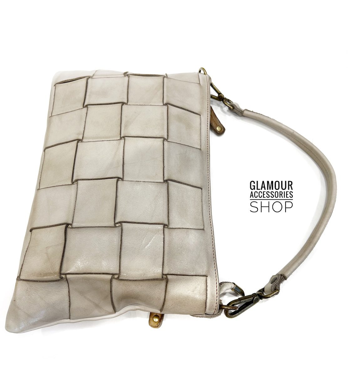 Borsa pouchette donna vera pelle intreccio largo MADE IN ITALY BOUND - immagine 7