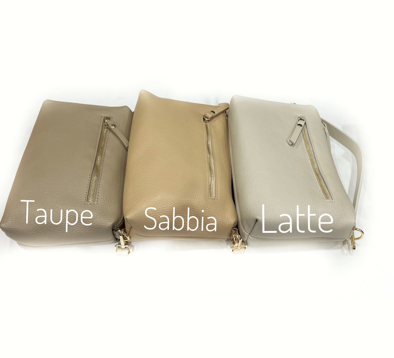Borsa baguette da donna Yoko in vera pelle scamosciata marrone Made in Italy, con manico corto, tracolla regolabile e chiusure zip.