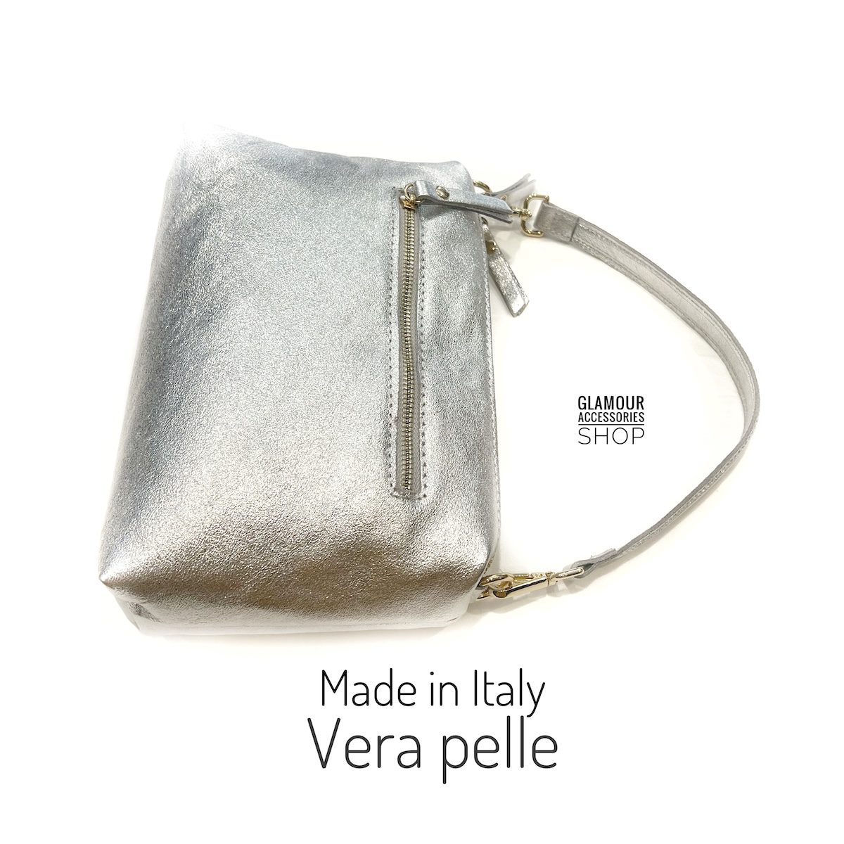 Borsa donna in pelle con doppia tracolla e zip Made in Italy – Yoko - immagine 18
